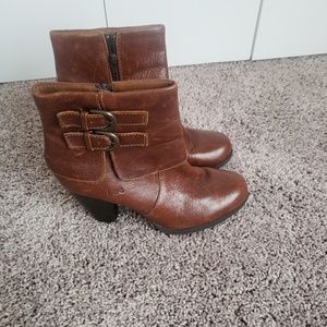 Brown leather boots